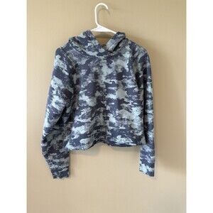 Lululemon Loungeful Cropped Hoodie Heritage Camo Wash WP Blue Multi Size 6